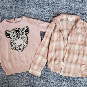 Girl's sweater and long sleeve button up
